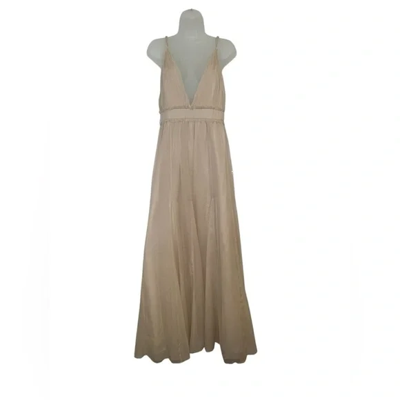 Alice + Olivia Carisa Champagne Grecian Gown Dress Size 10 NWT - Picture 2 of 11